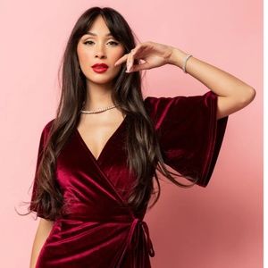 Baltic Born Meghan Velvet Wrap Maxi Dress in Mulberry